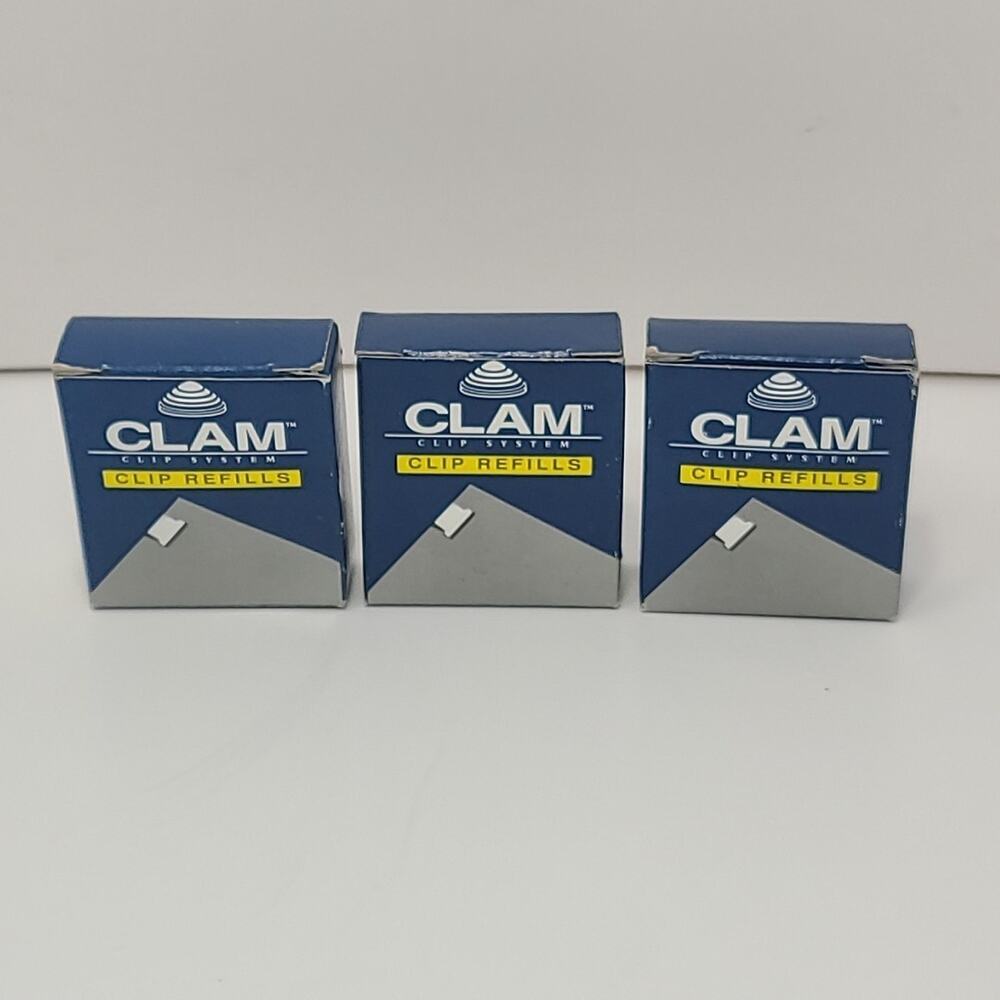 New Old Stock 150 pcs Clam Brand Clip Refills A-A-2792A 3 Boxes Of 50